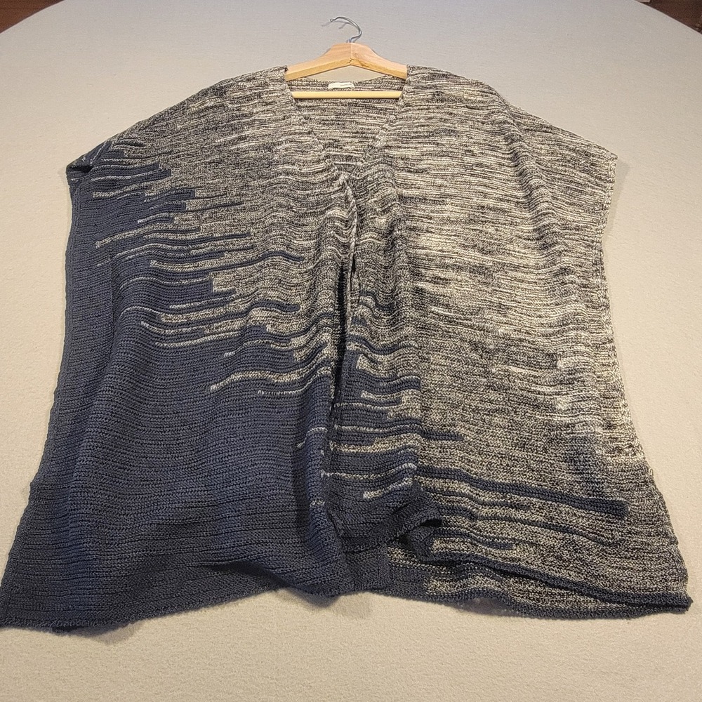 Pure Jill Ombre Knit Poncho Cardigan Women's Open Front Gray Blue One Size‎